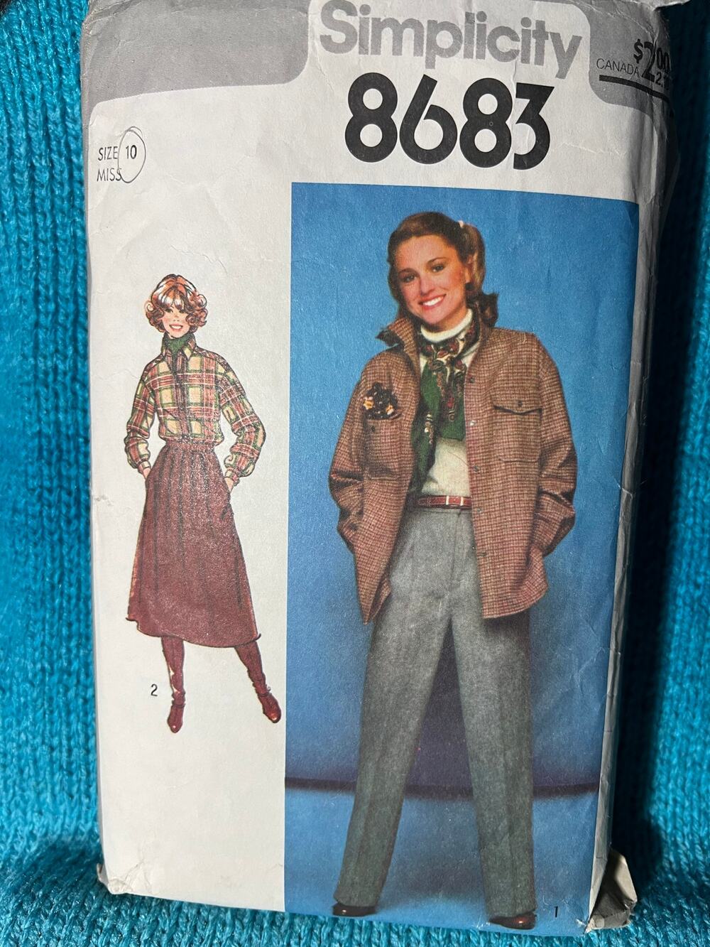 Simplicity 8683 Sewing pattern Swing skirt straight pants shacket size 10